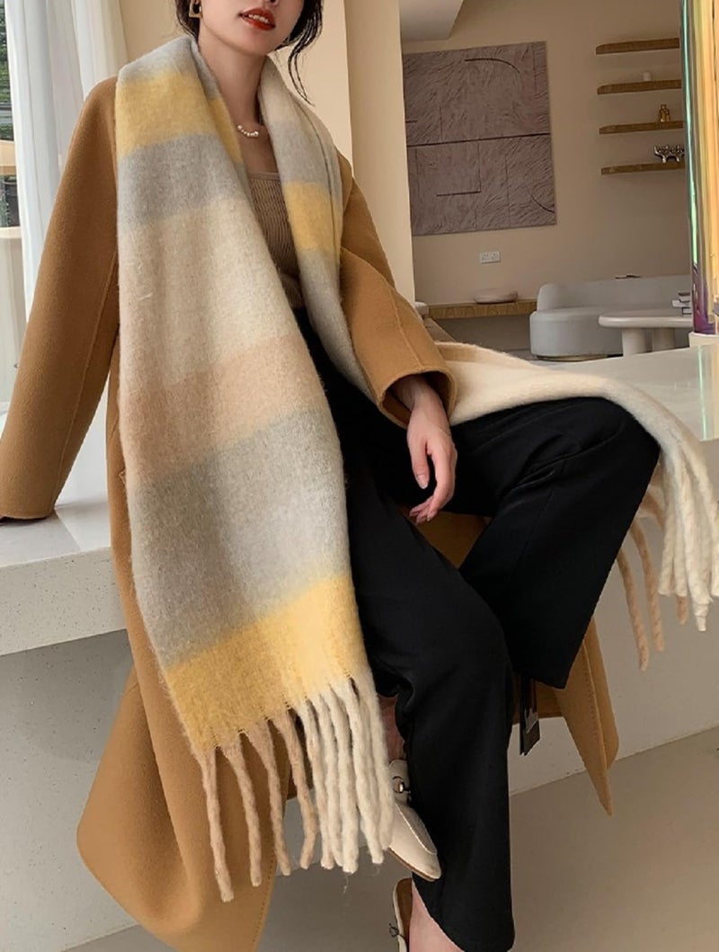 Wander Agio Winter Women Warm Scarf Long Shawl Large Scarves Cold Weather Thick Blanket Scarfs Colorful Plaid - Image 2